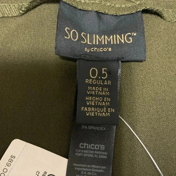 Women’s Chicos So Slimming Reese Pants Green Size 0.5 = Small/6 Regular NWT - Picture 6 of 9